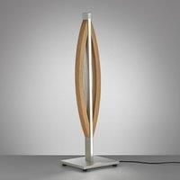 Quitani LED table lamp Kiera, oak/matt nickel