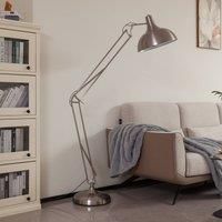 Lindby floor lamp Leia, silver, swivelling lampshade