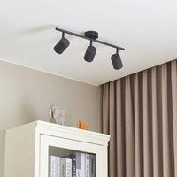 Lindby Jorell downlight, narrow, black, 3-bulb