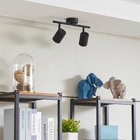 Lindby Jorell downlight, narrow, black, 2-bulb