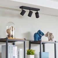Lindby Jorell downlight, wide, black, 3-bulb