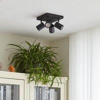Lindby Jorell downlight, wide, black, 4-bulb