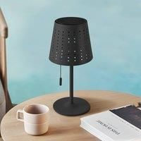 Lindby LED table lamp Hilario, black, iron, rechargeable battery