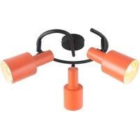 Lindby downlight Ovelia, orange/black, round, 3-bulb.