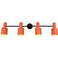 Lindby downlight Ovelia, orange/black, long, 4-bulb.