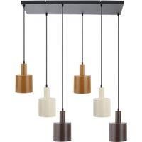 Lindby pendant light Ovelia, black/brown/beige, 6-bulb.