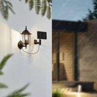Lindby LED solar wall light Sayata, black, aluminium, lantern