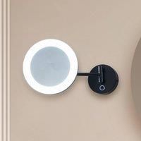 Lucande LED cosmetic mirror Fyria, black, steel, CCT
