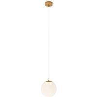 Lucande hanging light Bidolo, brass-coloured, glass, 15 cm, IP44