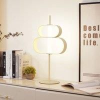 Lucande Audrina LED table lamp, beige, metal, dimmable