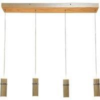 Lucande Nojus LED pendant light, wood, 4-bulb