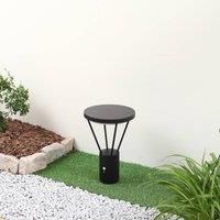 Lucande LED pedestal light Elario, black, aluminium, sensor