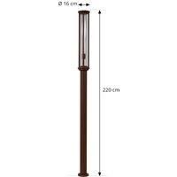 Lucande path light Alivaro, rust-coloured, aluminium, 220 cm, E27