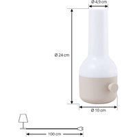 Lindby LED rechargeable outdoor table lamp Isaline, beige, dimmable