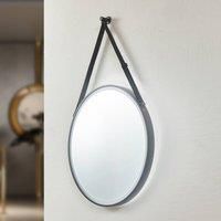 Lucande LED mirror Lelin, 60 cm, black, aluminium, CCT