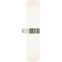 Lucande Basolo bathroom wall lamp, chrome, height 31.5cm, glass, IP44