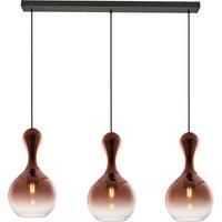Lucande Lyrisa pendant light, 3-bulb, copper
