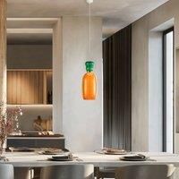 Lucande LED hanging light Fay, orange/dark green, glass, 15 cm