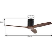 Lucande ceiling fan Vindur, black/wood, DC, quiet