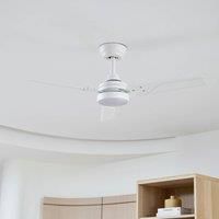 Lindby LED ceiling fan Aerallo, white, CCT, quiet