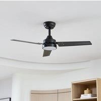 Lindby LED ceiling fan Aerallo, black, CCT, quiet