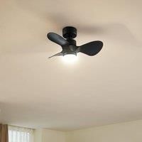 Lindby LED ceiling fan Enon, black, DC motor, quiet