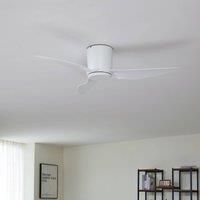 Lindby ceiling fan Aulo, white, DC, quiet, 123 cm