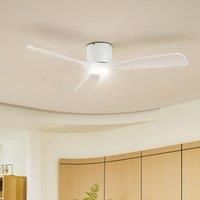 Lucande Smart LED ceiling fan Moneno, white, DC, Tuya