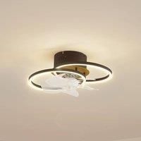 Lindby Lomana LED Ceiling Fan with Lamp Dimmable Reading Lamp (Modern) in Black Aluminium Fan Living Room Light