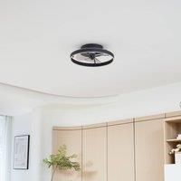 Lindby LED ceiling fan Momitu, black, quiet, 14 cm
