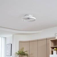 Lindby LED ceiling fan Momitu, white, quiet, 14 cm