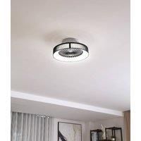 Lindby LED ceiling fan Mace, black, quiet, 47 cm