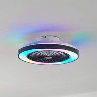 Lindby Ceiling Fans with Lighting Teleo dimmable (modern) in Black for e.g. Living Room & Dining (1 light source,) from