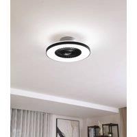 Lindby Smart LED ceiling fan Paavo, black, quiet,Tuya