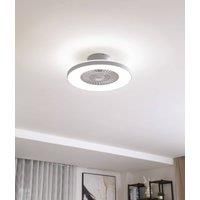 Lindby Smart LED ceiling fan Paavo, grey, quiet, Tuya