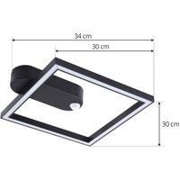 Lindby LED ceiling light Yulla, black, motion detector