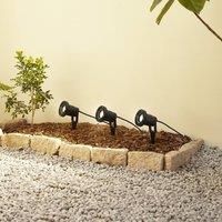 Lindby Thorgal Outdoor Lights (Modern) in Black (3 Bulbs, GU10) - Ground Spike Light Outdoor Set of 3