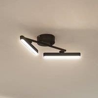 Lindby LED ceiling light Eldrin, 2-bulb, black,LED batten light