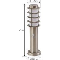 Lindby Hanja Outdoor Light with Motion Sensor (Splash-Proof (Modern) in Aluminium Made of Stainless Steel (1 Bulb, E27) - Path Light Bollard Light Path Lamp Base Light