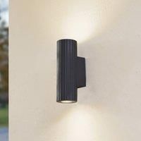 Lindby wall light Christa, anthracite, concrete, 25cm, corrugated