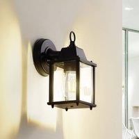 Lindby Rurik Outdoor Wall Light (Lantern) (Splash-Proof Country House, Vintage Rustic) in Black Aluminium (1 Bulb E27) - Outdoor Wall Lights Wall Lamp LED Outdoor Lamp Outdoor