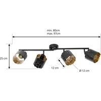 Lindby ceiling light Aralena, black/gold, 4-bulb, length97cm