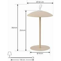 Lindby Kanani LED battery-powered table lamp, dimmable, beige