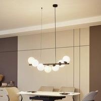 Lucande Isandro Pendant Light (Design, Modern) in Black Metal (7 Bulbs G9) - Glass Pendant Lamp Dining Table Lamp Hanging Light Living Room Light