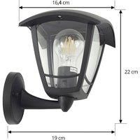 Lindby Isidoro Outdoor Wall Light (Lantern) (Splash-Proof (Modern) in Black (1 Bulb, E27) - Outdoor Wall Lights Wall Lamp LED Outdoor Lamp for Outdoor Use