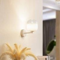 Lucande Avelina LED Wall Light, Indoor Wall Lamp (Modern) in White Glass (1 Bulb) - Wall Spotlight Wall Lighting Bedroom / Living Room Light