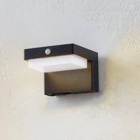 Lindby LED solar wall lamp Eleazar, black, sensor, dimmable