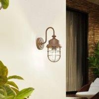 Lindby Adalie Outdoor Wall Light (Lantern) (Splash-Proof (Country House, Vintage Rustic) in Brown Metal (1 Bulb E27) - Outdoor Wall Lights Wall Lamp LED Outdoor Lamp Outdoor