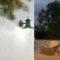 Lindby Eloretta Outdoor Wall Light (Lantern) (Splash-Proof (Country House, Vintage Rustic) in Green Metal (1 Bulb E27) - Outdoor Wall Lights Wall Lamp LED Outdoor Lamp Outdoor