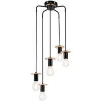 Envostar Yorik hanging, 5-bulb, black/light wood